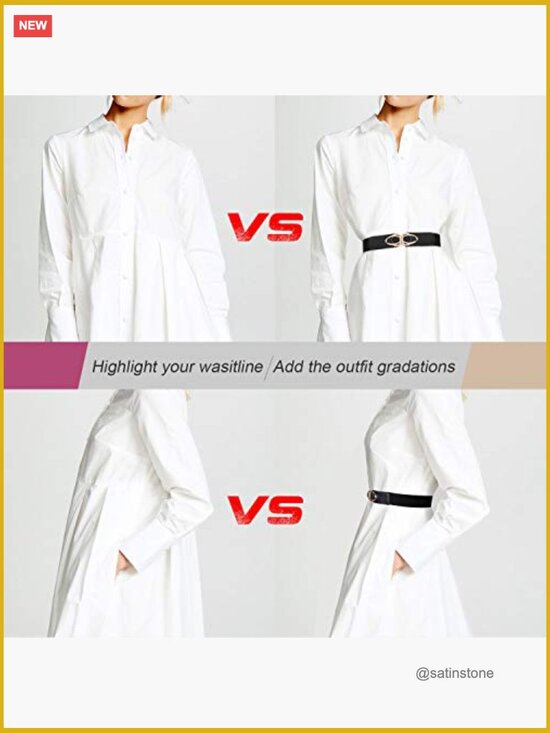 Stretch Skinny Vintage Belt with Gold Buckle, 4 Pack main image 7